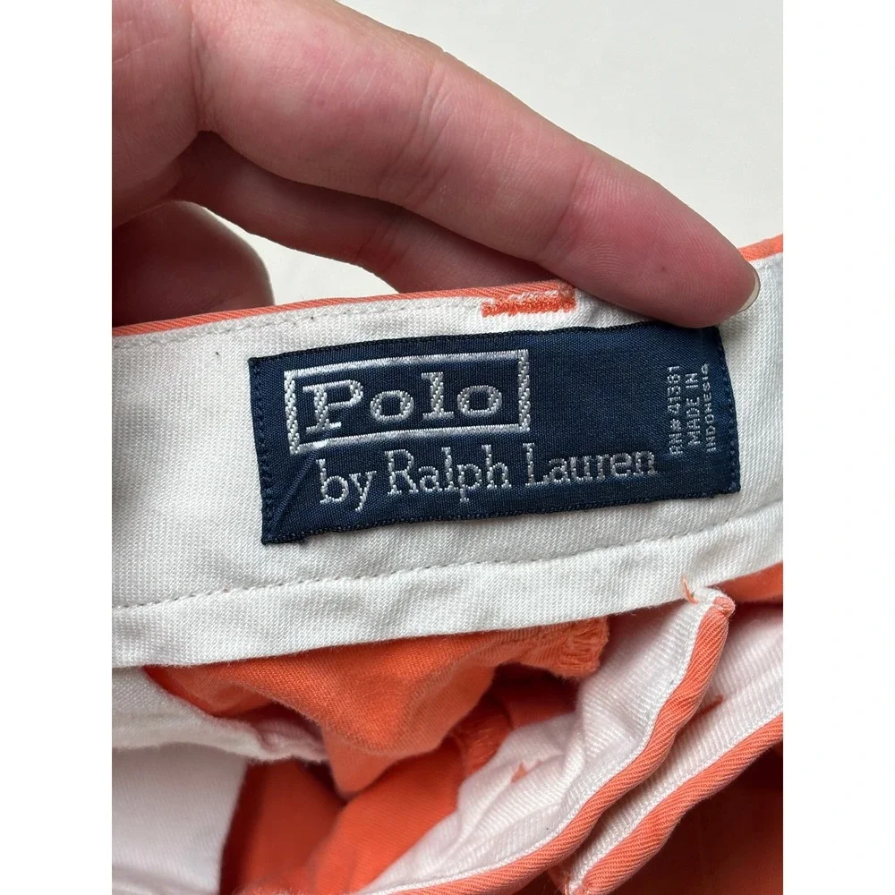 Polo Ralph Lauren‎ Mens Chino Shorts Size 32X9 Coral Orange Cotton Twill Flat